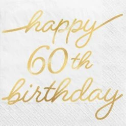 AMS Golden Age Birthday 60th Beverage Napkins 16ct