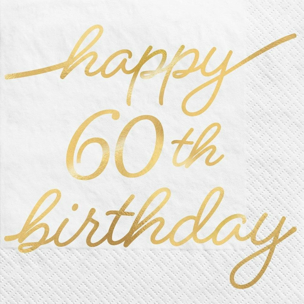 AMS Golden Age Birthday 60th Beverage Napkins 16ct 1 AMS Golden Age Birthday 60th Beverage Napkins 16ct