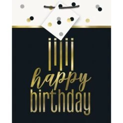 Metallic Happy Birthday Medium Gift Bag - Foil Stamping