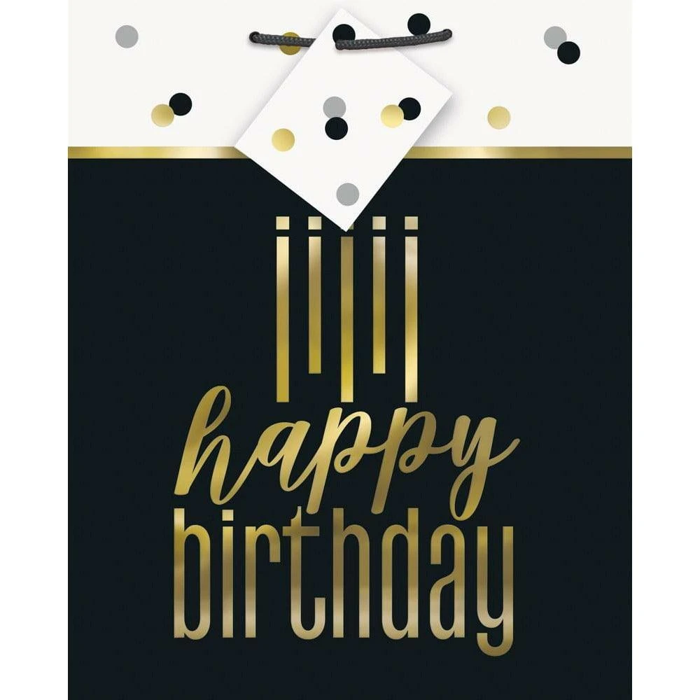 Metallic Happy Birthday Medium Gift Bag - Foil Stamping 1 Metallic Happy Birthday Medium Gift Bag - Foil Stamping
