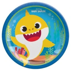 AMS Baby Shark Round Plates 7 Inch 8ct