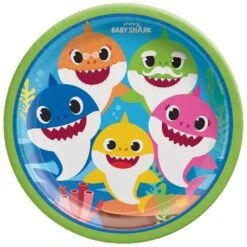 AMS Baby Shark Round Plates 9 Inch 8ct