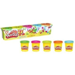 Play Doh 5 Pack Of Neon Colors 3 Ounce Cans Of Non Toxic Modeling Compound