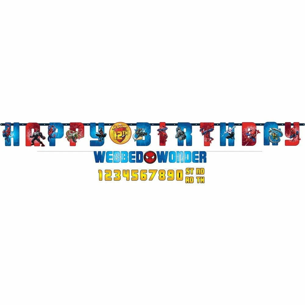 AMS Spiderman Webbed Wonder Happy Birthday Letter Banner Kit 2ct 1 AMS Spiderman Webbed Wonder Happy Birthday Letter Banner Kit 2ct