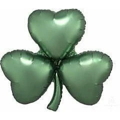 St. Patrick's Day Satin Emerald Shamrock 29in Foil Balloon FLAT